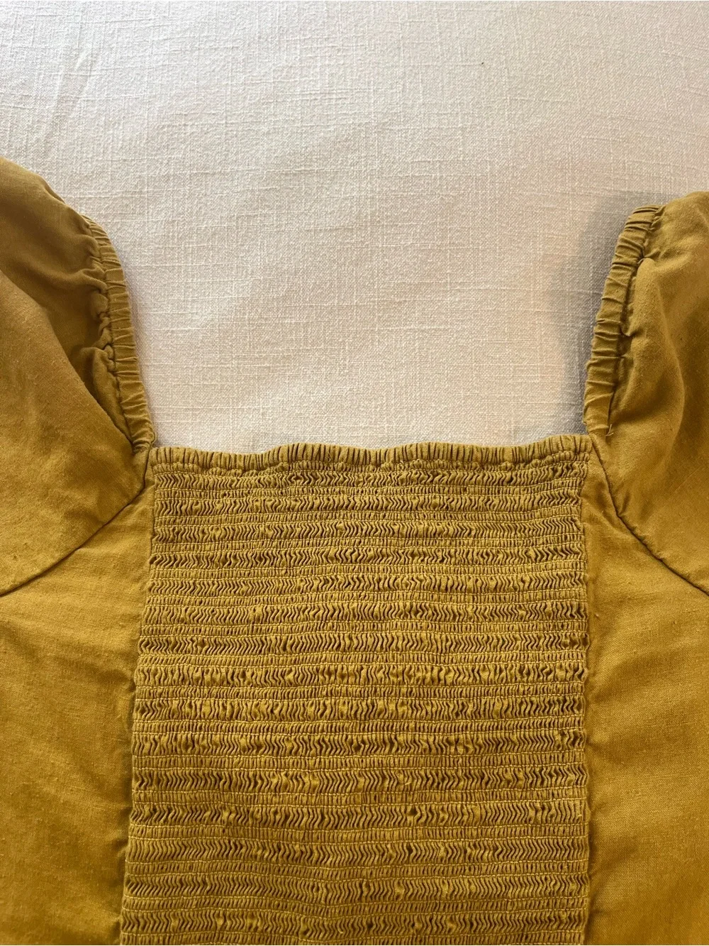 Madewell Gold Square Neck Blouse with Puff Sleeves - Size 4/fits like 6